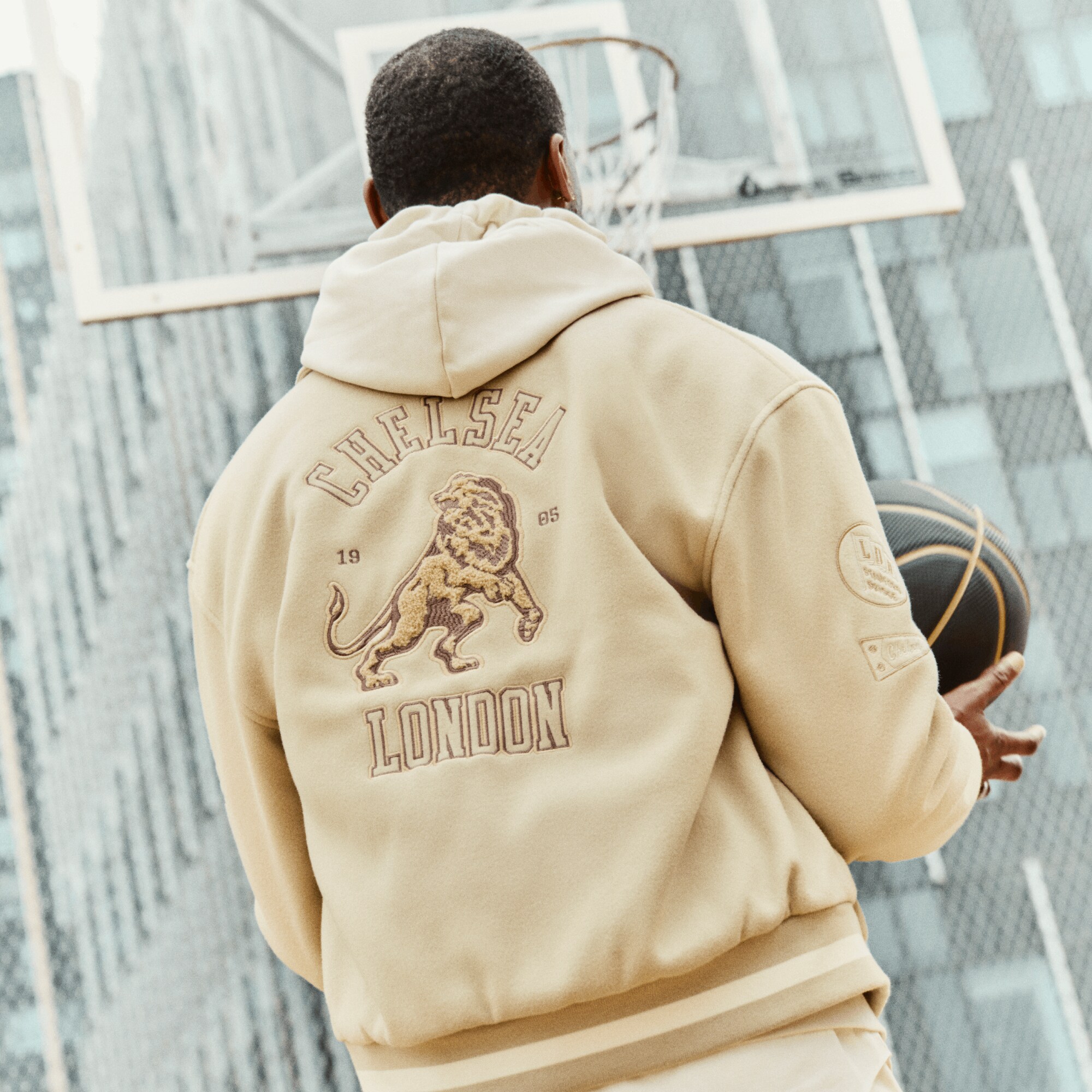 Chelsea Varsity Melton Badge Bomber Jacket - Cream