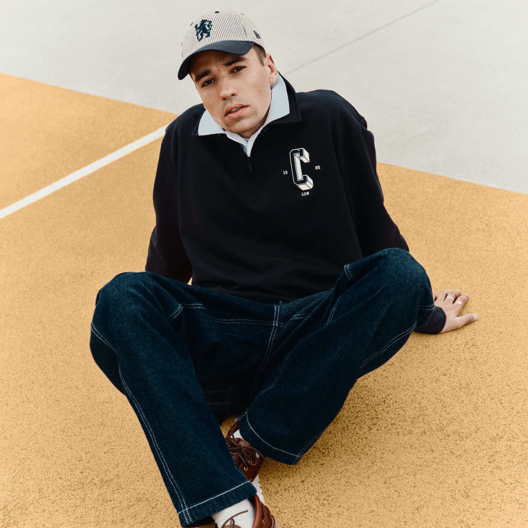 Chelsea Varsity 1/4 Zip Polo Sweat - Navy